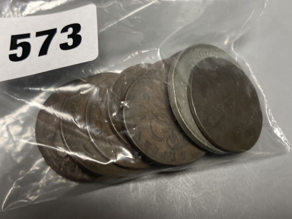 A collection of 18th/19th century UK copper tokens,